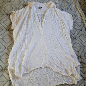 Aerie Short Sleeve White Blouse Size XL Casual Basic Neutral